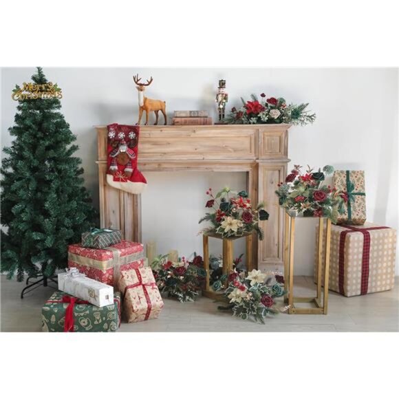 Flora Artificial Christmas Flowers Greenery Combo Box Set Faux Flowers Bulk - Picture 5 of 7